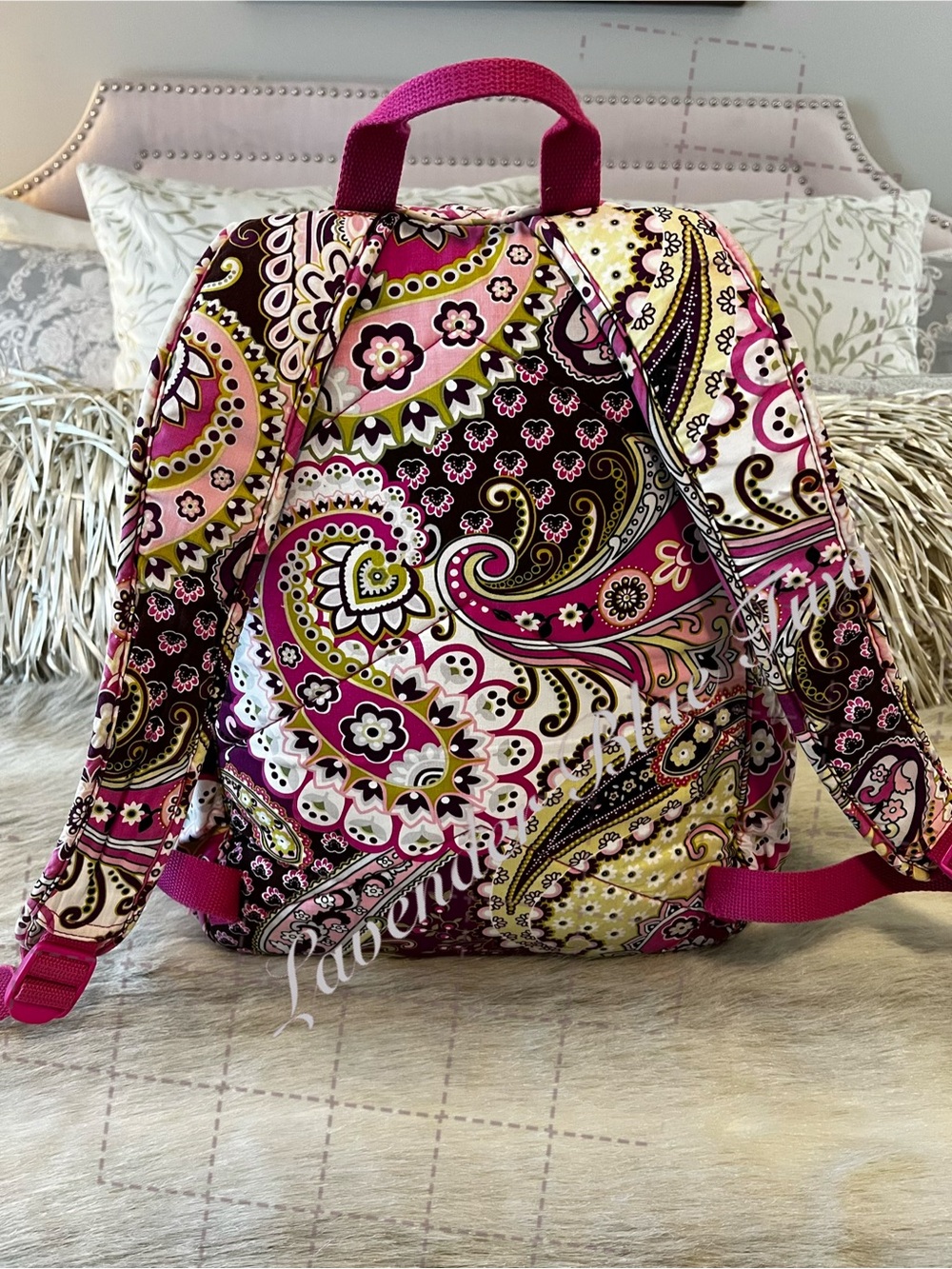 VERA BRADLEY Very Berry Paisley 2010 Essential Backpack Pink Purple Y2K Padded - Picture 9 of 17